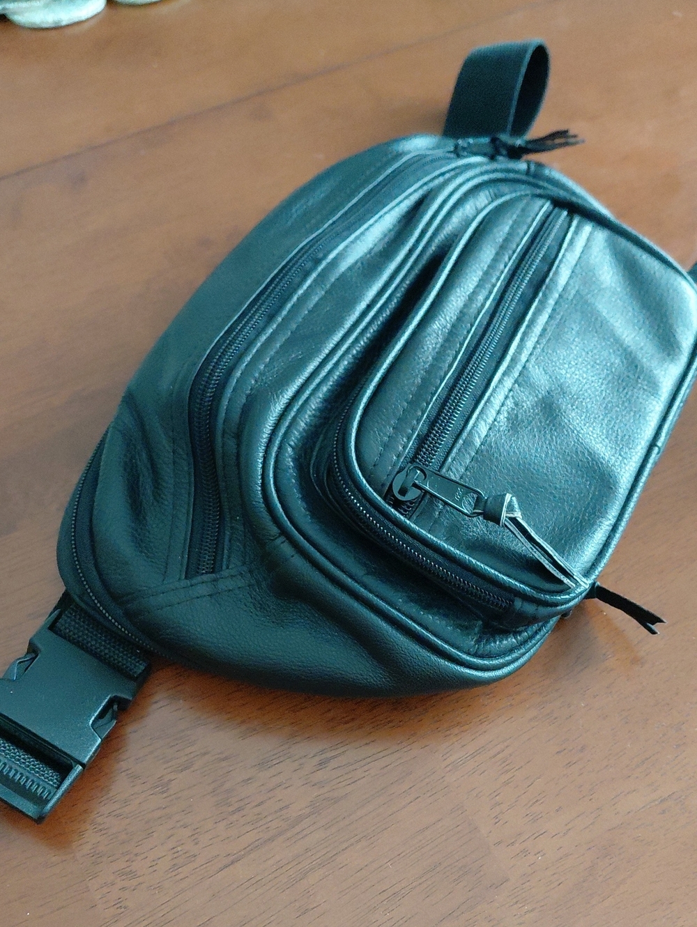 Men's Black Leather Conceal Carry Belt Bag - EUC 🔫